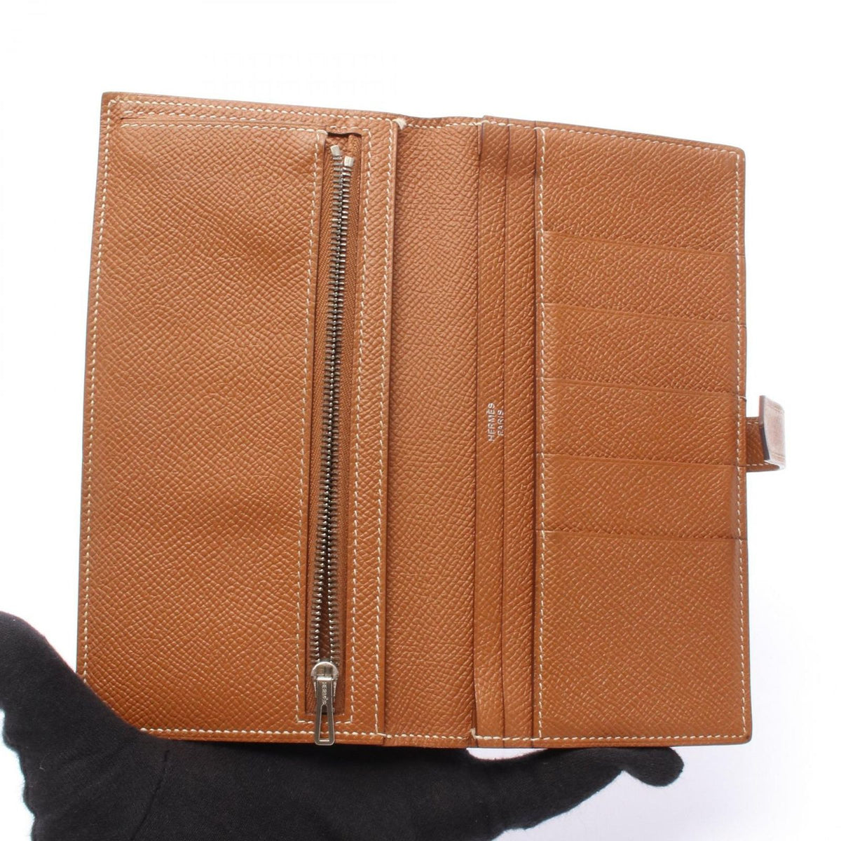 Hermes Bifold Wallet Bearn Soufflet Gold Leather — view 3