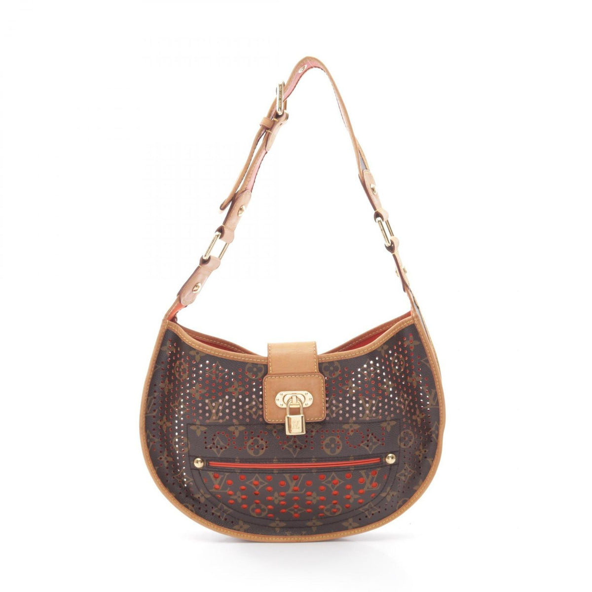 Louis Vuitton Shoulder Bag Demi Lune Orange Leather