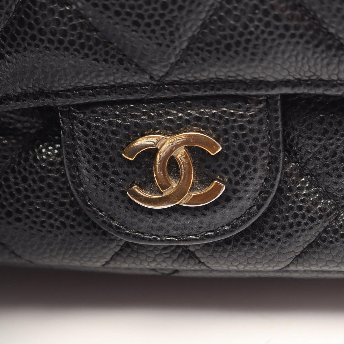 Chanel Shoulder Bag Quilted Chain Phone Case Wallet Black Caviar Leather — view 7