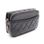 Chanel Shoulder Bag Quilted Chain Phone Case Wallet Black Caviar Leather — view 2