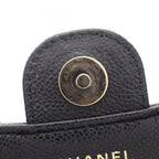 Chanel Shoulder Bag Quilted Chain Phone Case Wallet Black Caviar Leather — view 8