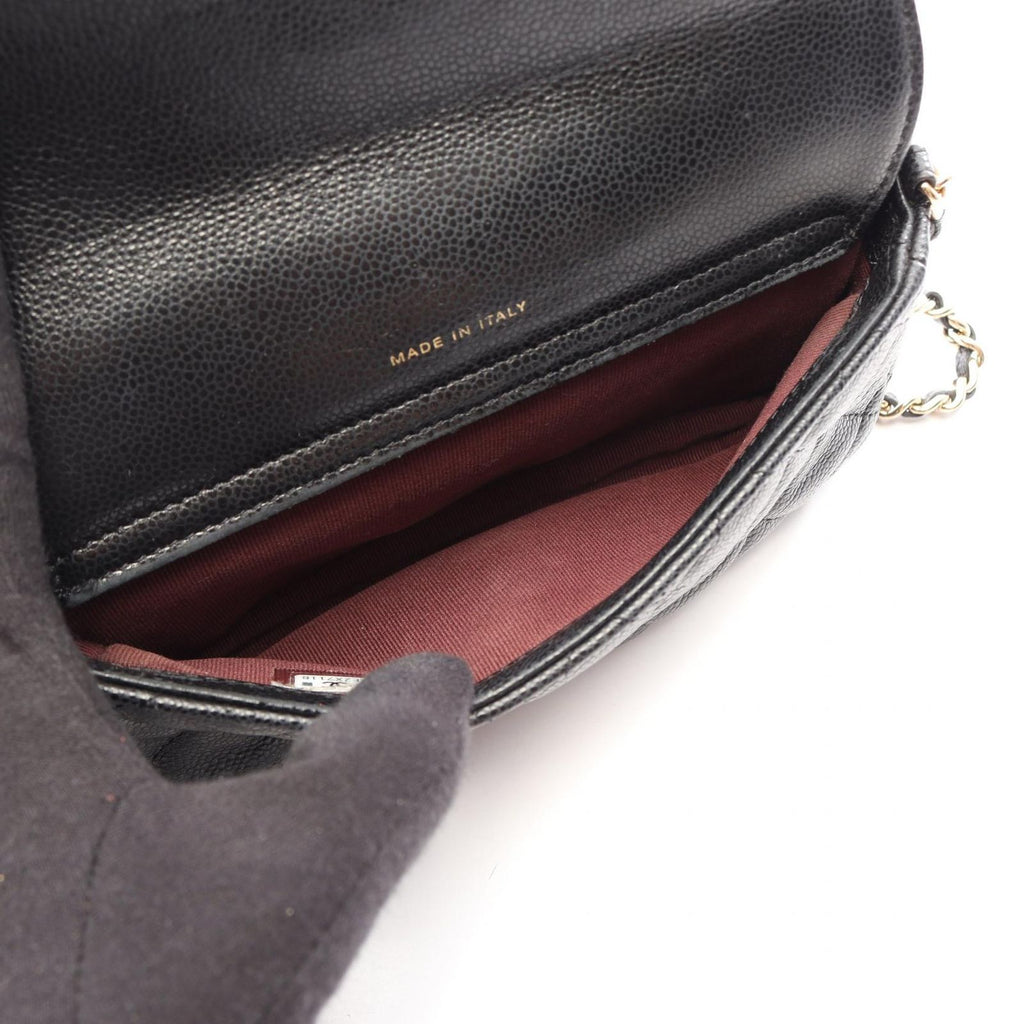 Chanel Shoulder Bag Quilted Chain Phone Case Wallet Black Caviar Leather — view 4