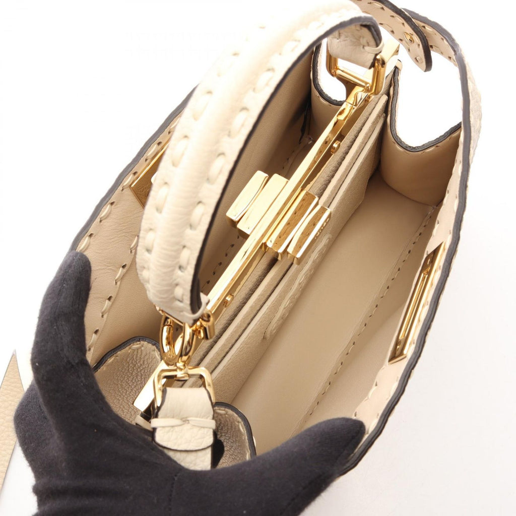 Fendi Handbag Peekaboo ISeeU Small Selleria Off White Leather — view 3