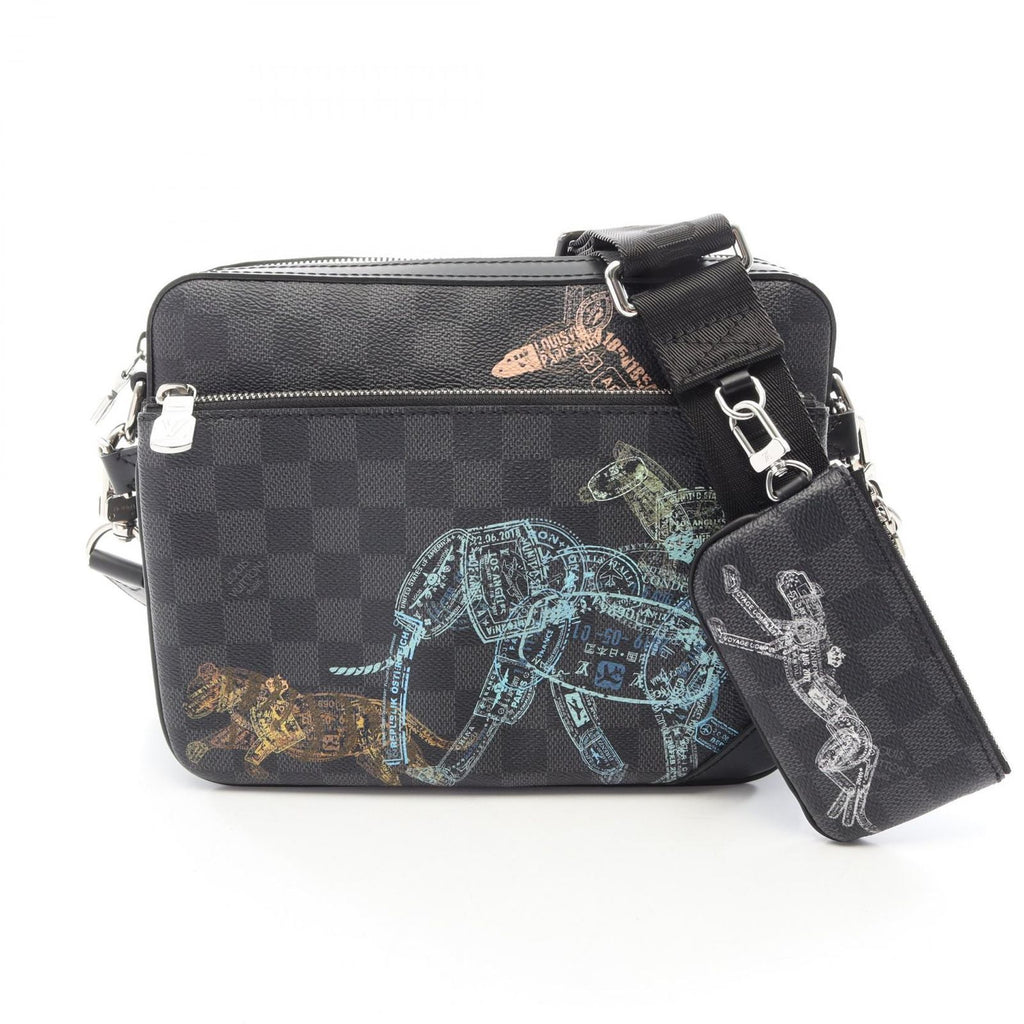 Louis Vuitton Shoulder Bag Trio Messenger Animal Print Leather
