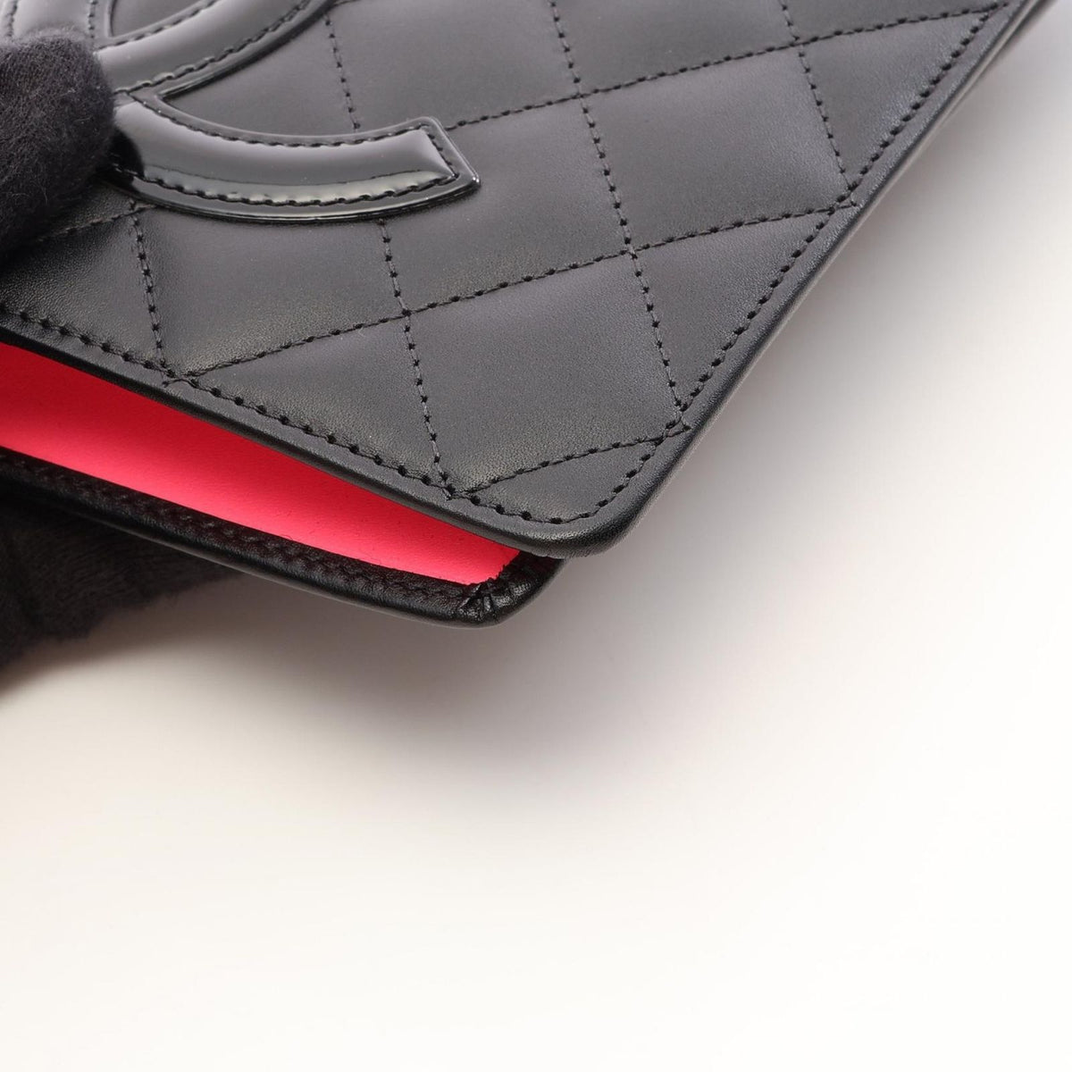 Chanel Bifold Wallet Cambon Line Black Patent Leather Zip — view 7