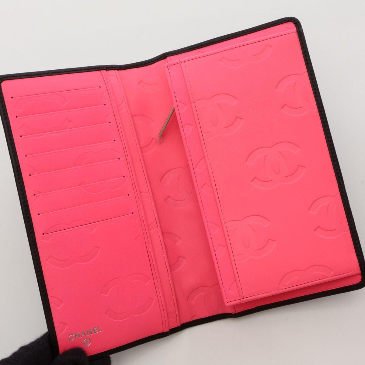Chanel Bifold Wallet Cambon Line Black Patent Leather Zip — view 3