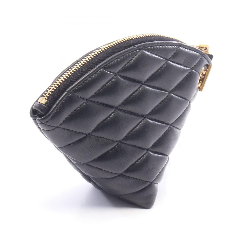 Saint Laurent Paris Coin Purse Sade with Key Ring Black Leather Triangle — view 2