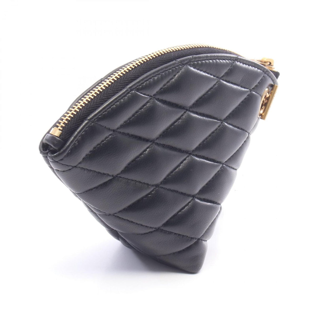 Saint Laurent Paris Coin Purse Sade with Key Ring Black Leather Triangle — view 2