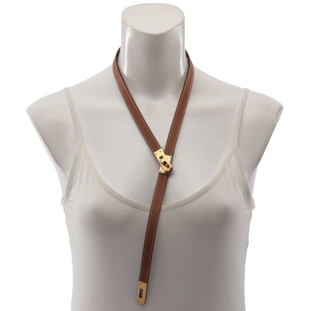 Hermes Necklace Kelly Gold Leather — view 6