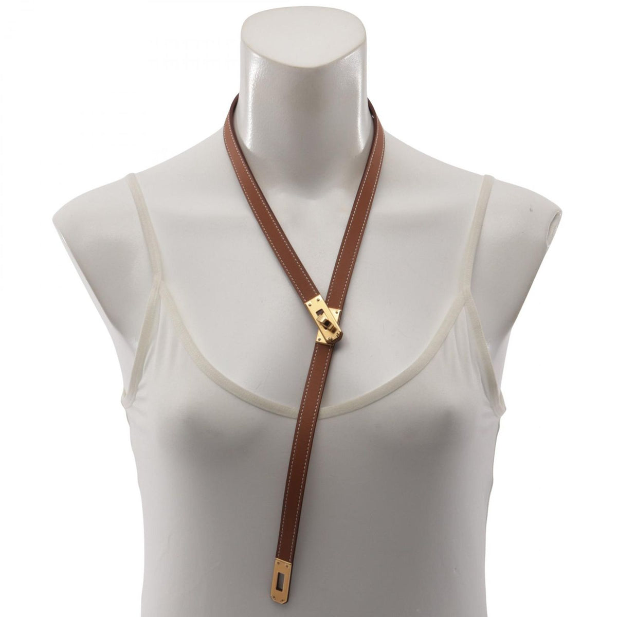 Hermes Necklace Kelly Gold Leather — view 6
