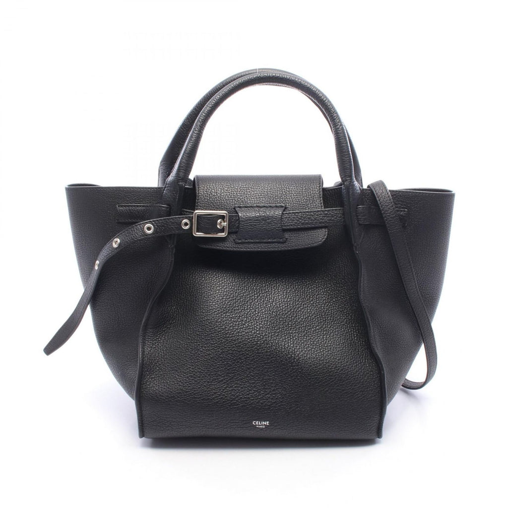 Celine Handbag Big Bag Small with Long Strap Black Leather