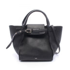 Celine Handbag Big Bag Small with Long Strap Black Leather