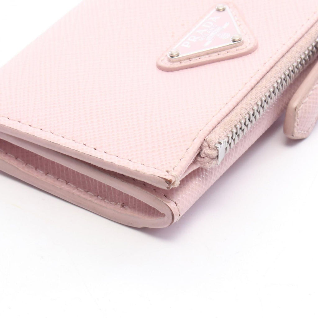 Prada Coin Purse Gray Triangle Embossed Light Pink Leather Logo Card Case — view 8