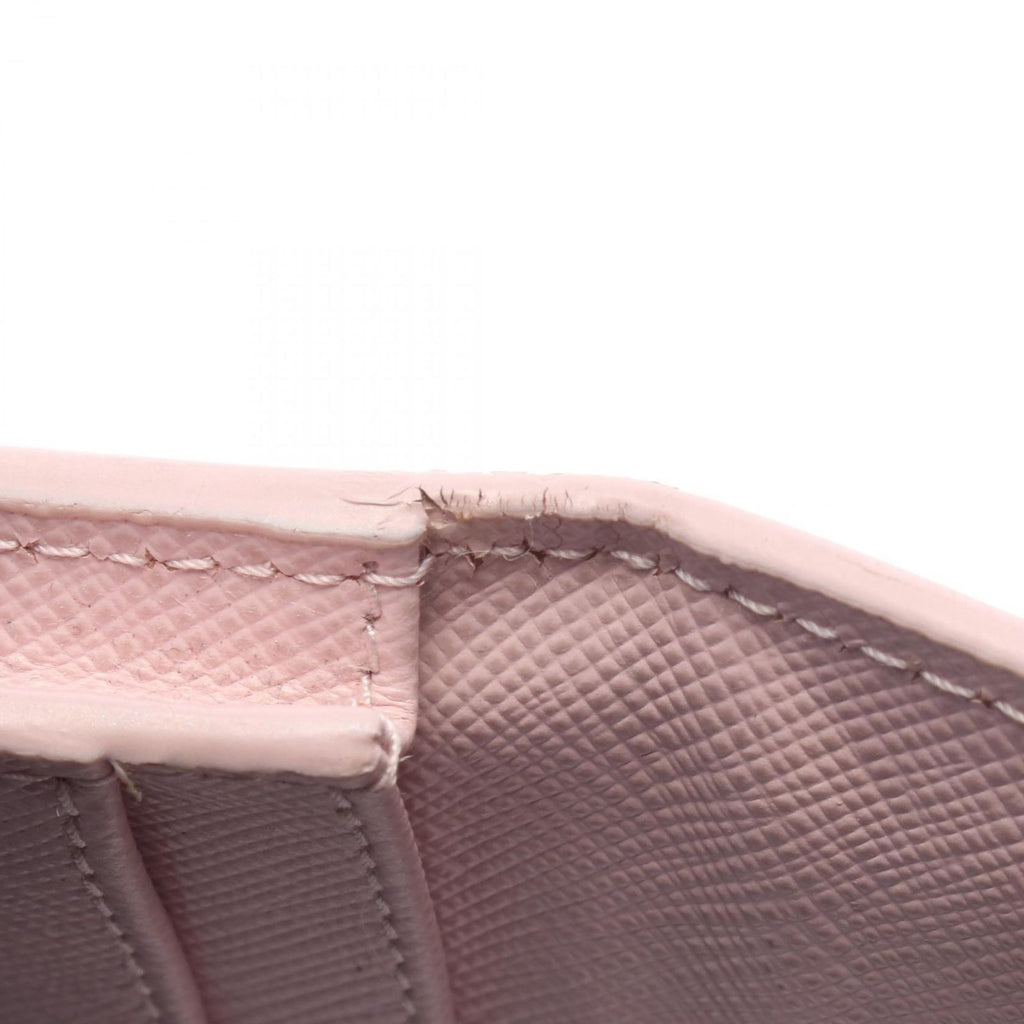 Prada Coin Purse Gray Triangle Embossed Light Pink Leather Logo Card Case — view 6