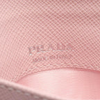 Prada Coin Purse Gray Triangle Embossed Light Pink Leather Logo Card Case — view 5