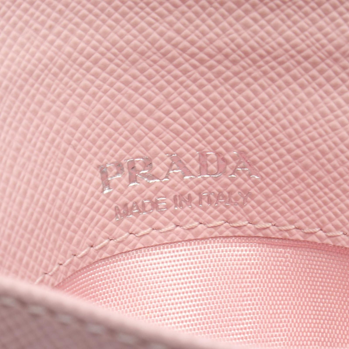 Prada Coin Purse Gray Triangle Embossed Light Pink Leather Logo Card Case — view 5