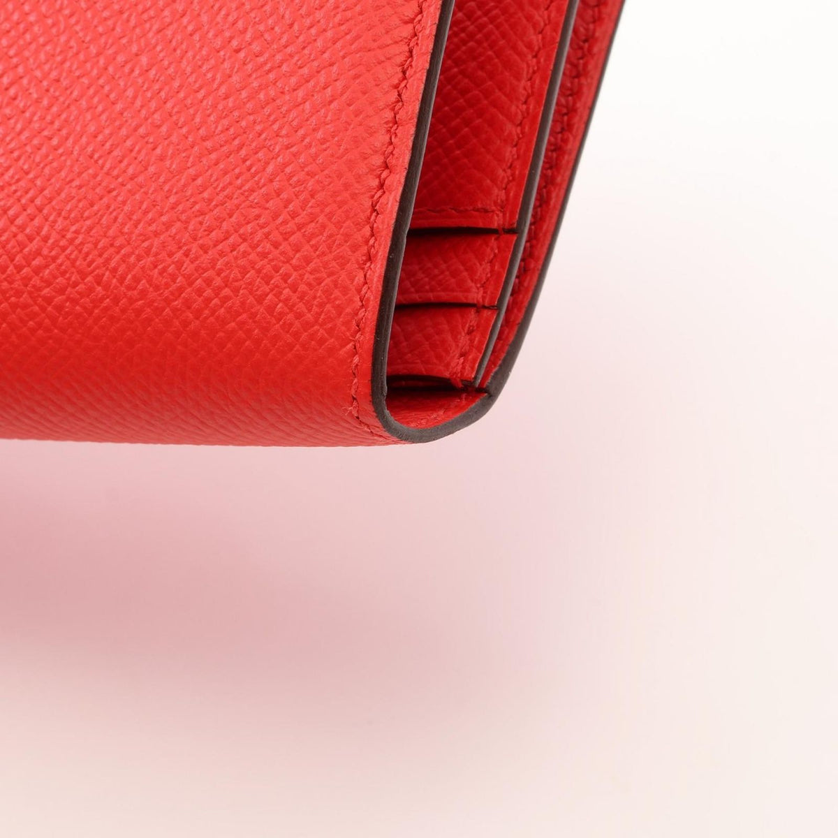 Hermes Bifold Wallet Bearn Soufflet Rouge Tomato Leather — view 8