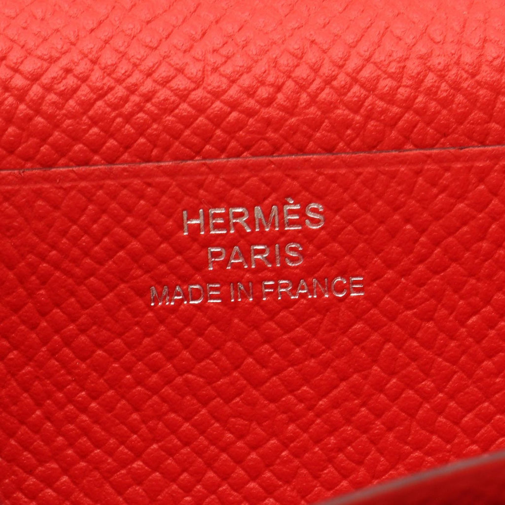 Hermes Bifold Wallet Bearn Soufflet Rouge Tomato Leather — view 5