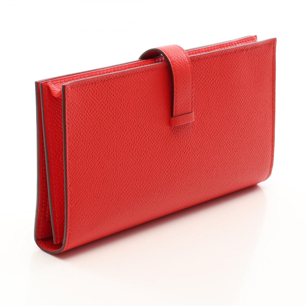 Hermes Bifold Wallet Bearn Soufflet Rouge Tomato Leather — view 2