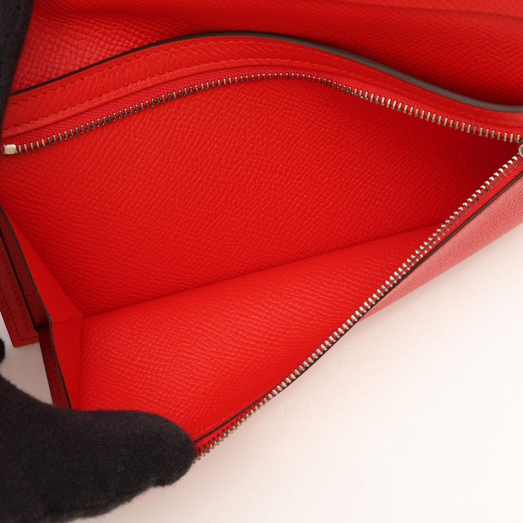 Hermes Bifold Wallet Bearn Soufflet Rouge Tomato Leather — view 4