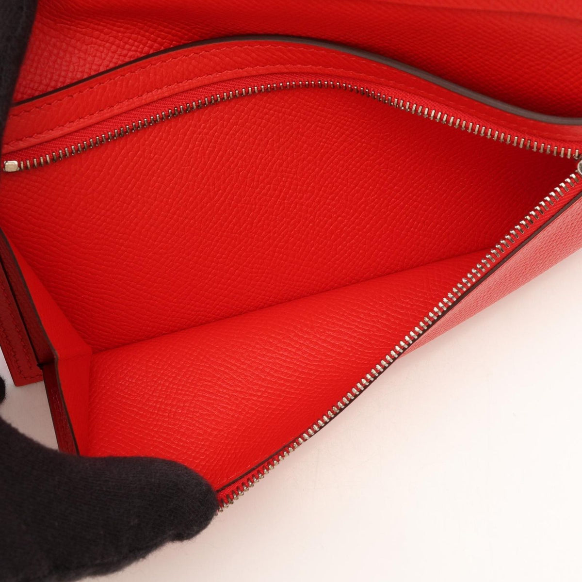 Hermes Bifold Wallet Bearn Soufflet Rouge Tomato Leather — view 4