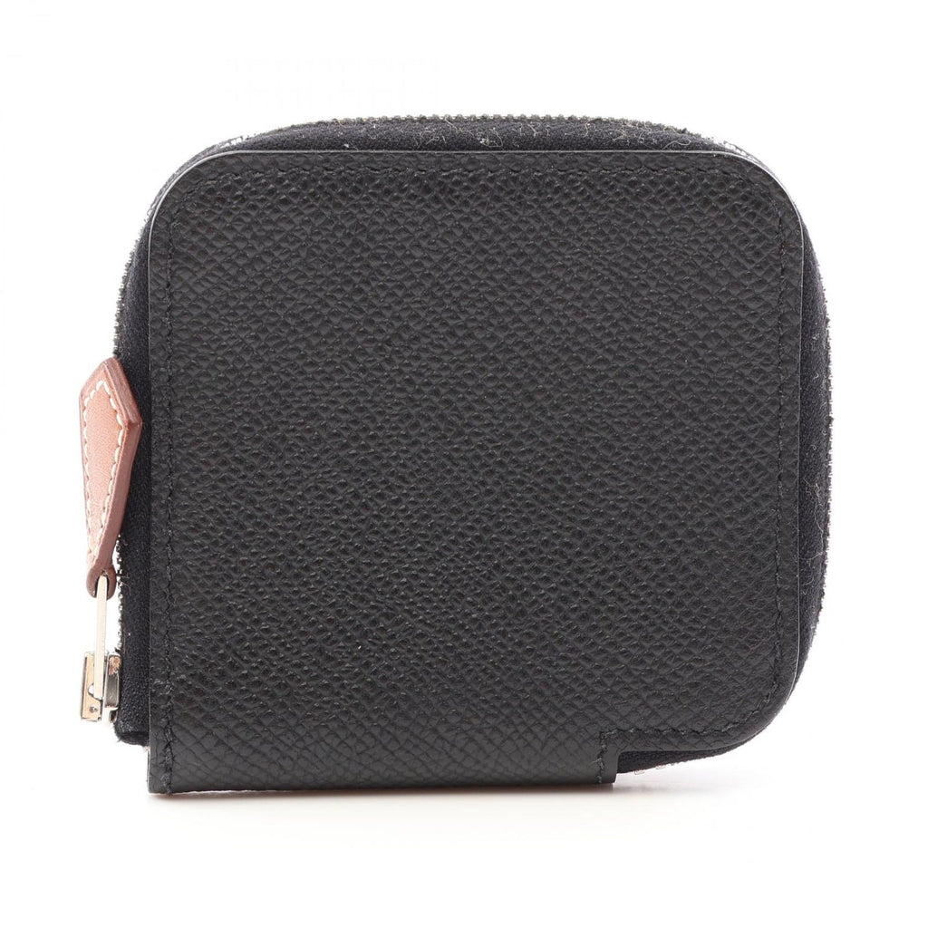 Hermes Coin Purse Azap Compact Mini Silk'in Black Leather