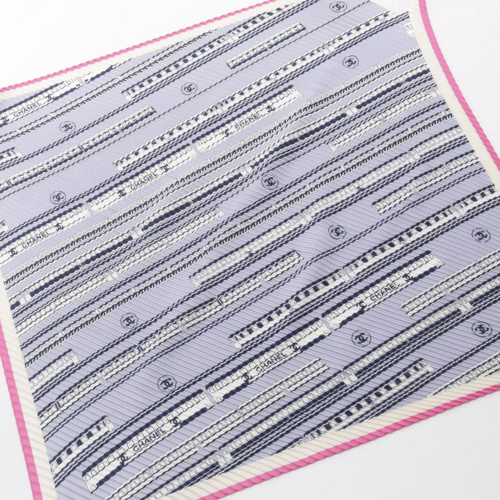 Chanel Scarf CC Logo Pleated Silk