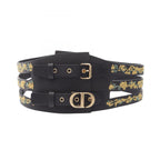 Dior Belt CD Logo Buckle Flower Embroidery Leather