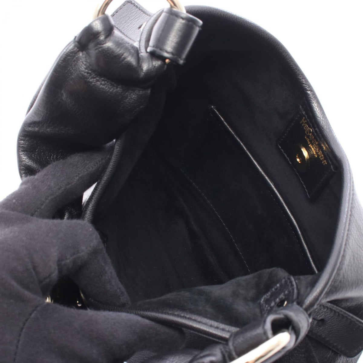 Saint Laurent Tropez Black Leather Shoulder Bag — view 3