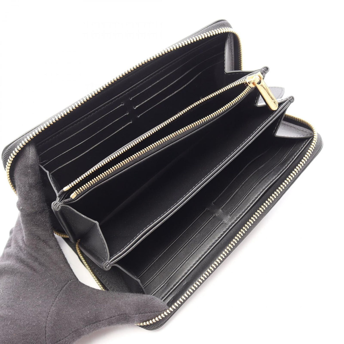 Louis Vuitton Round Wallet Zippy Noir Gold Leather — view 3