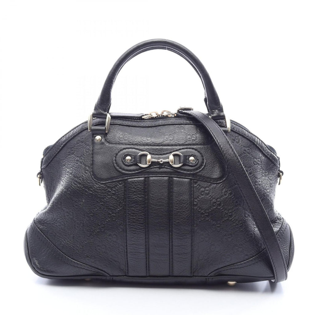 Gucci Handbag Horsebit Guccissima 2-Way Black Leather Guccissima