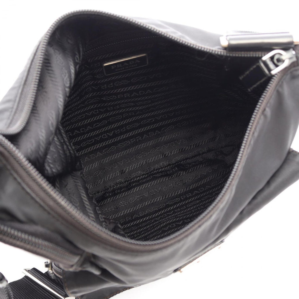 Prada Shoulder Bag Black Nylon Leather Triangle Logo — view 3