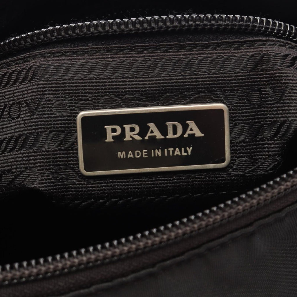 Prada Shoulder Bag Black Nylon Leather Triangle Logo — view 4