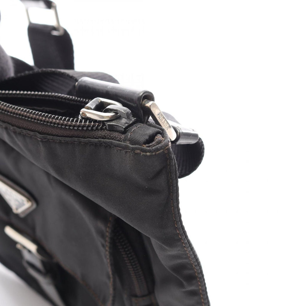 Prada Shoulder Bag Black Nylon Leather Triangle Logo — view 8