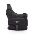 Prada Shoulder Bag Black Nylon Leather Triangle Logo
