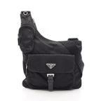 Prada Shoulder Bag Black Nylon Leather Triangle Logo