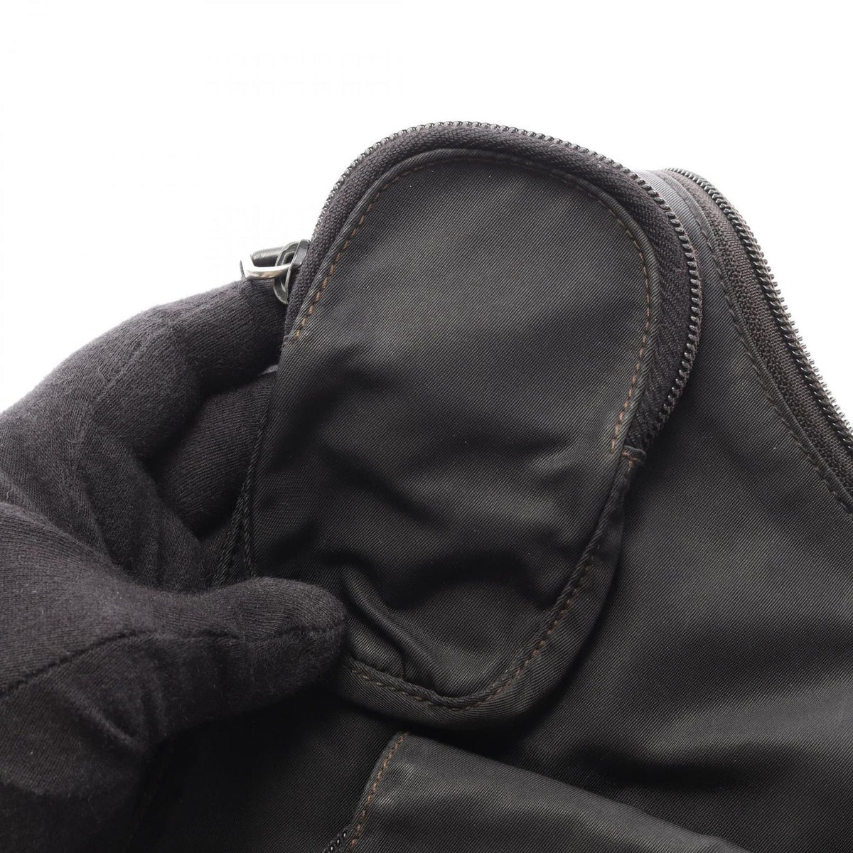 Prada Shoulder Bag Black Nylon Leather Triangle Logo — view 7