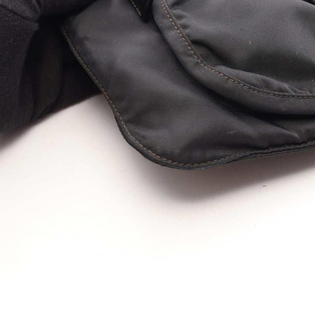 Prada Shoulder Bag Black Nylon Leather Triangle Logo — view 5