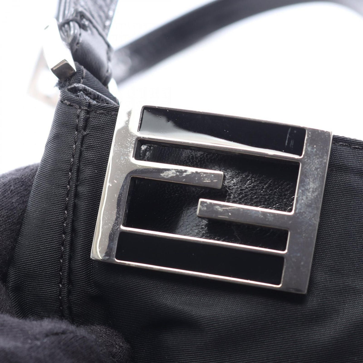 Fendi Shoulder Bag FF Black Nylon Leather — view 8