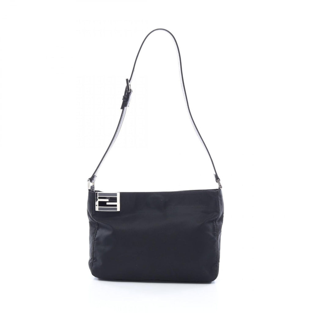 Fendi Shoulder Bag FF Black Nylon Leather