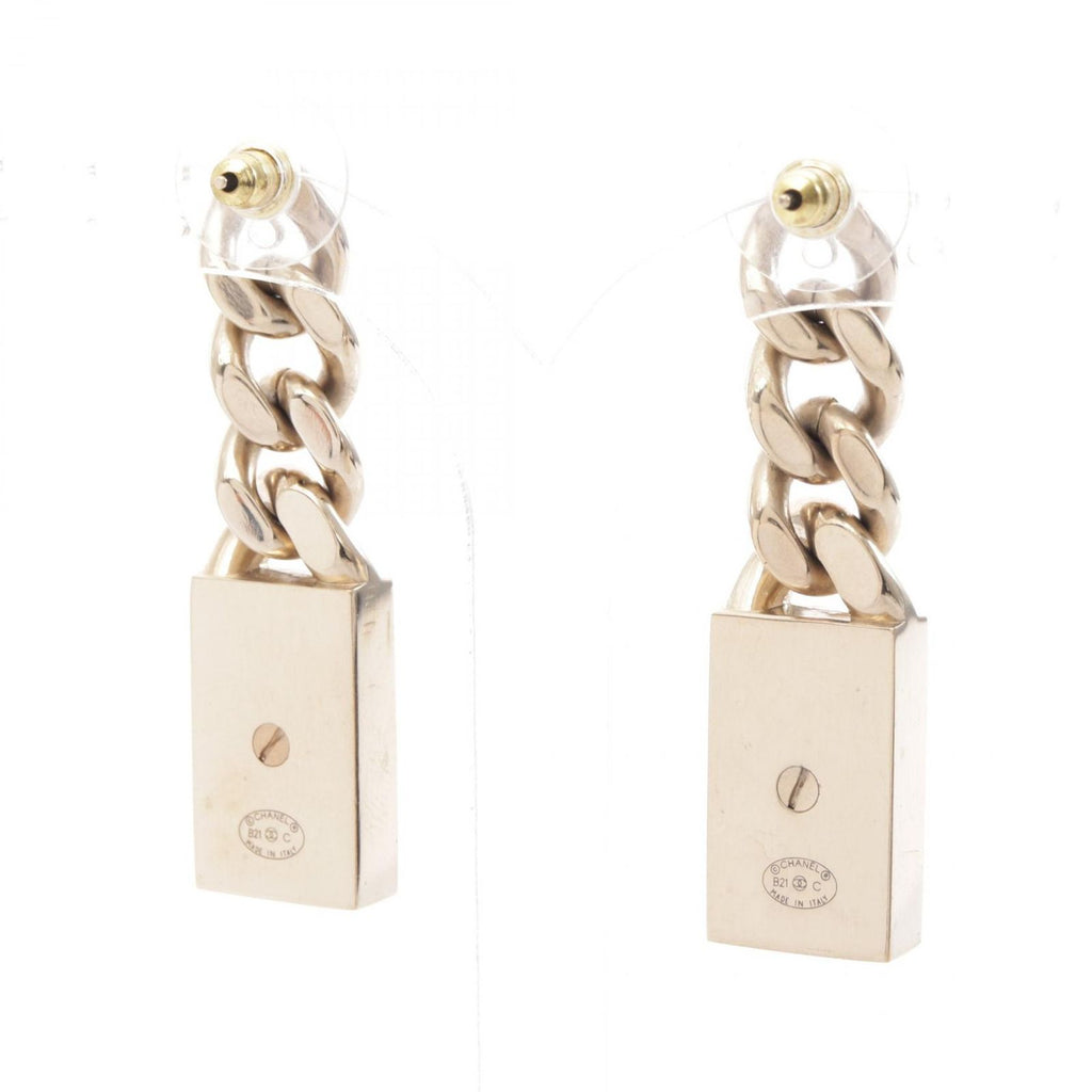 Chanel Earrings CC Logo Lock Chain Swing — view 2
