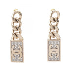 Chanel Earrings CC Logo Lock Chain Swing