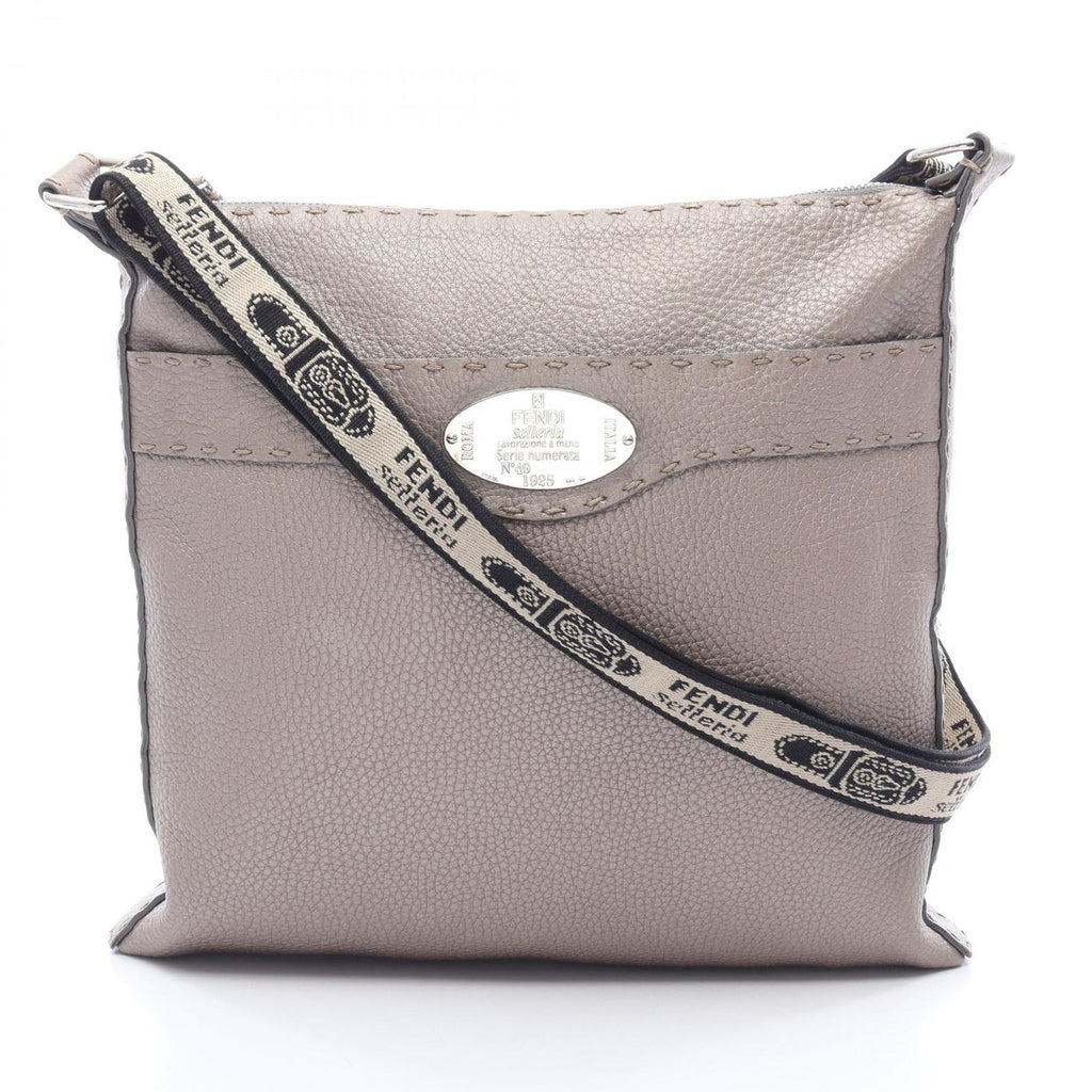 Fendi Shoulder Bag Selleria Beige Leather