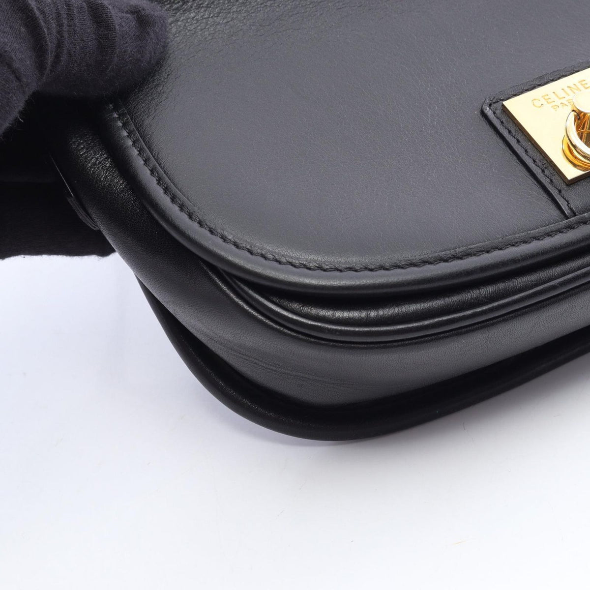 Celine Shoulder Bag Gancini Black Leather — view 7