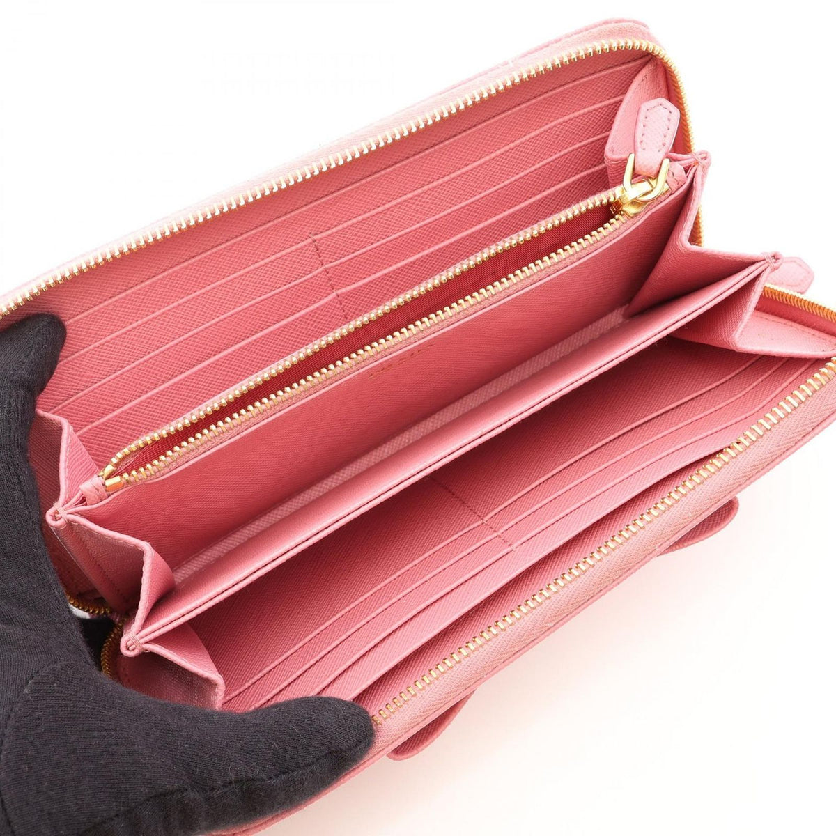 Prada Round Wallet Ribbon Pink Saffiano Leather — view 3