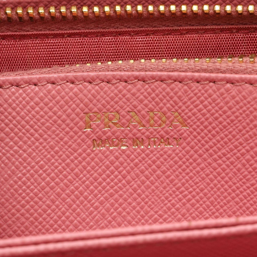 Prada Round Wallet Ribbon Pink Saffiano Leather — view 4