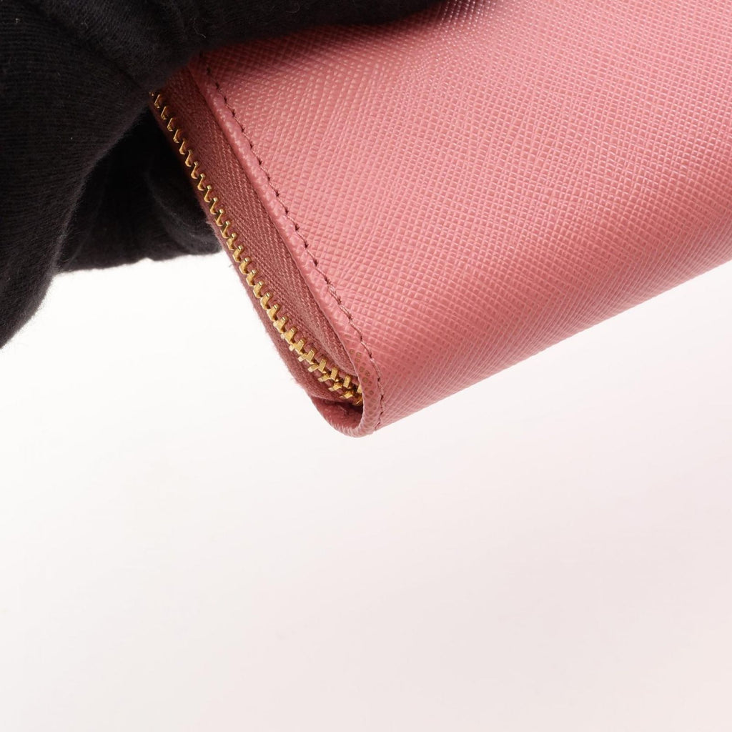Prada Round Wallet Ribbon Pink Saffiano Leather — view 8