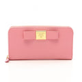 Prada Round Wallet Ribbon Pink Saffiano Leather
