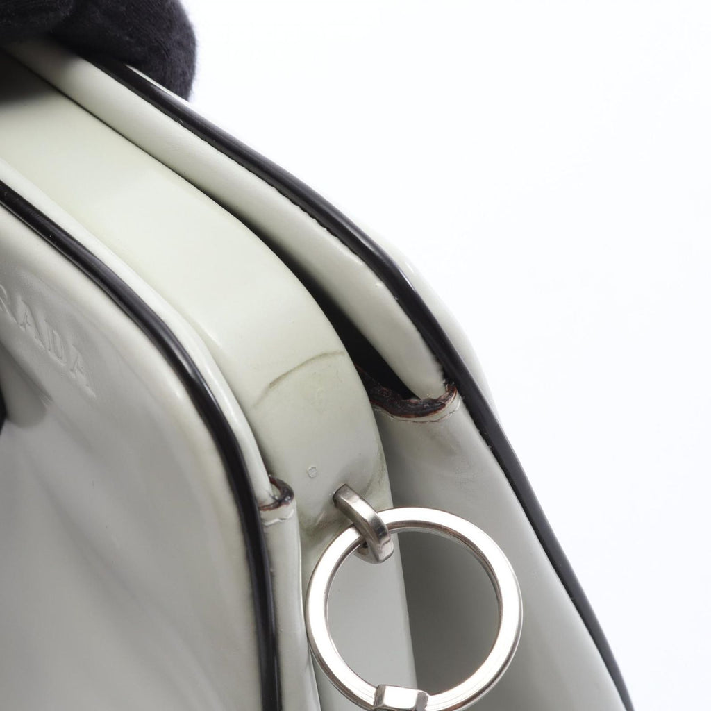 Prada Handbag Spazzolato Cuci White Leather — view 8