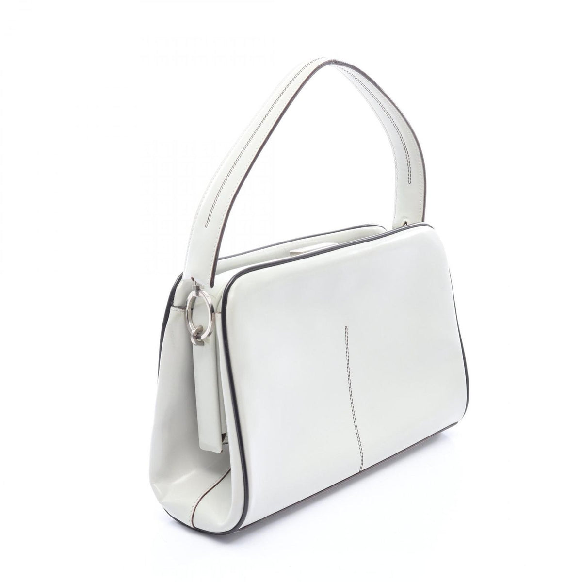 Prada Handbag Spazzolato Cuci White Leather — view 2